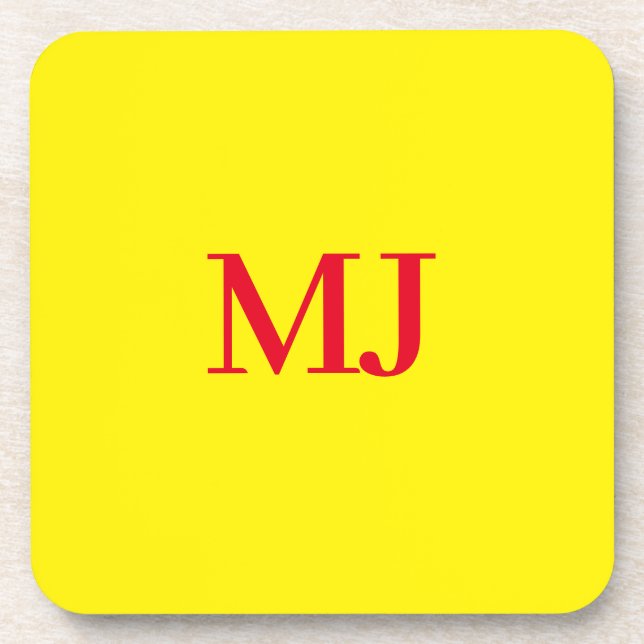 Dessous-de-verre Initiales en monogramme jaune simple et tendance (Devant)