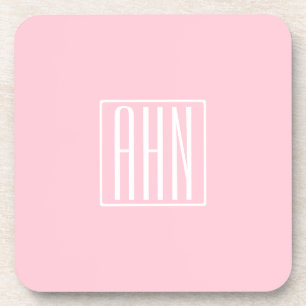 Dessous-de-verre Initiales Monogramme Blanc Sur Rose Clair