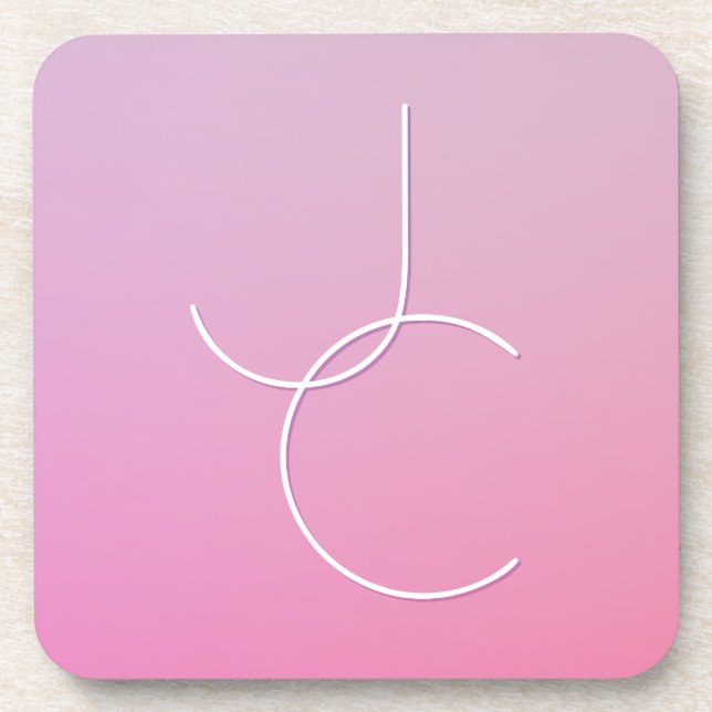Dessous-de-verre Initiales superposées Modern 2 | Ombre rose (Devant)
