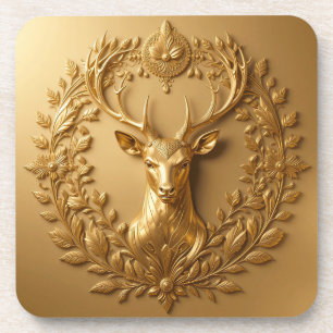Dessous-de-verre Insigne de crête de cerf de luxe en or Broche orné