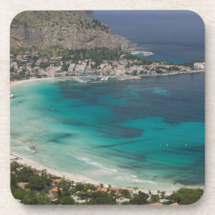 Dessous-de-verre Italie, Sicile, Mondello, Vue de la plage depuis