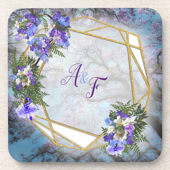 Dessous-de-verre Jacaranda Fleurs & Coaster de Bouquet de Lys (Devant)