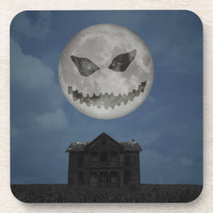 Dessous-de-verre Jack-o'-lantern effrayant Lune d'Halloween