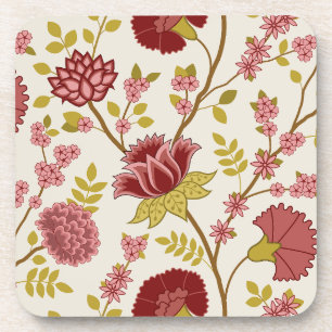 Dessous-de-verre Jacobean Floral Lg Motif Reds Pinks Gold Crème