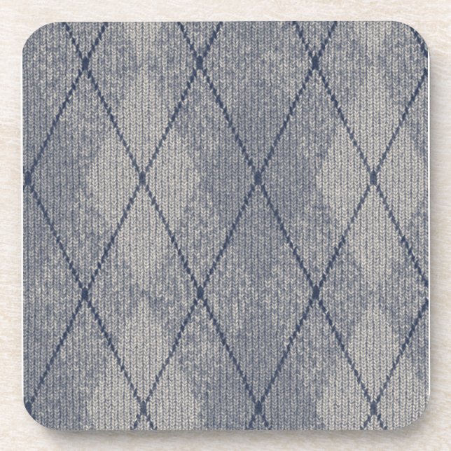 Dessous-de-verre Jacquard gris et bleu (Devant)