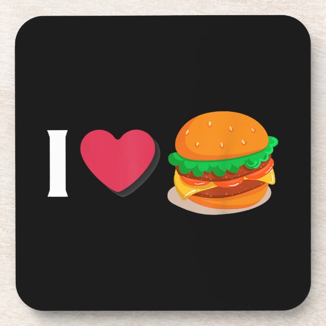 Dessous-de-verre J'adore Burger Cheeseburger Manger Malsain  (Devant)