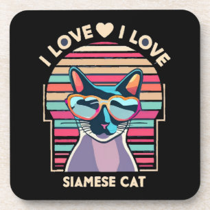 Dessous-de-verre J'adore le chat siamois