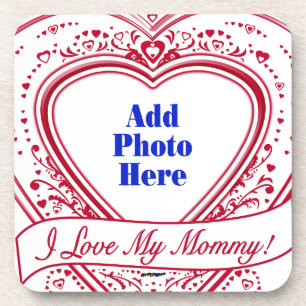Dessous-de-verre J'adore ma maman ! Photo Red Hearts