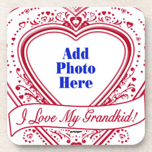 Dessous-de-verre J'adore My Grandkid ! Photo Red Hearts