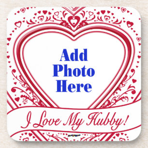 Dessous-de-verre J'ai Love My Hubby ! Photo Red Hearts