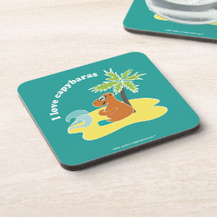 Dessous-de-verre J'aime l'art de plage tropical des capybaras