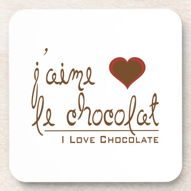 Dessous-de-verre J'aime le chocolat, en français ! (Devant)