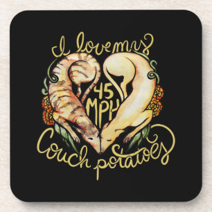 Dessous-de-verre J'aime les greyhounds mignon 45 MPH Couch pommes d
