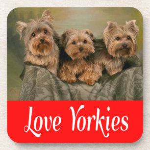 Dessous-de-verre J'aime les Yorkies Chiots Yorkshire Terrier Tapis