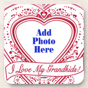 Dessous-de-verre J'Aime Mes Petits-Enfants ! Photo Red Hearts