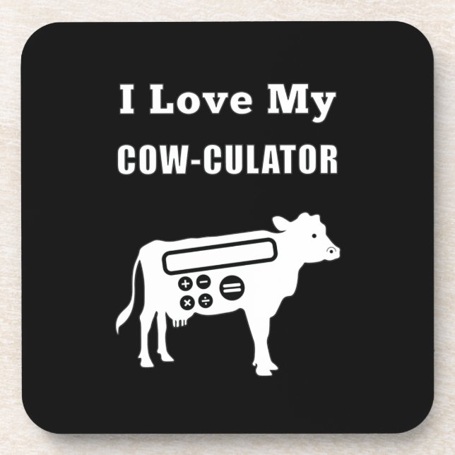 Dessous-de-verre J'Aime Mon Cow-culator Funny Math Calculator Pun (Devant)