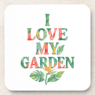 Dessous-de-verre J'Aime Mon Jardin Aquarelle Tropicale Florale