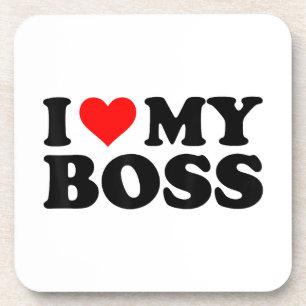 Dessous-de-verre J'Aime Mon Patron Funny Red Heart Boss Je Coeur Me
