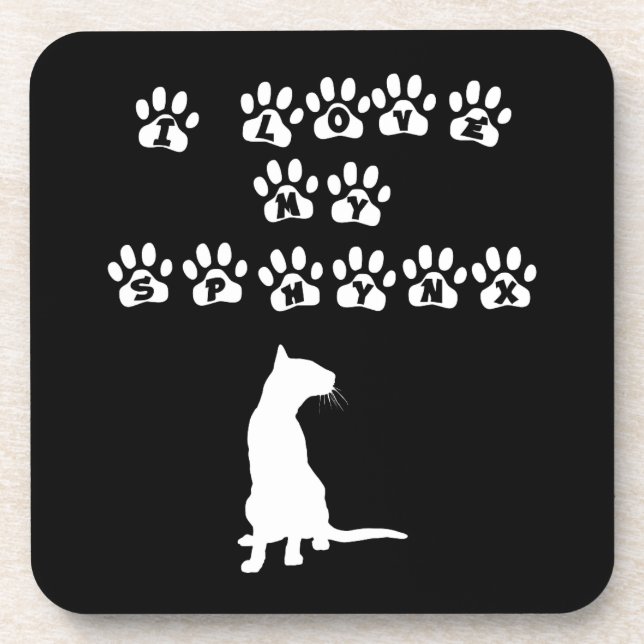 Dessous-de-verre J'Aime Mon Sphynx Blanc (Devant)