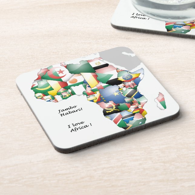 Dessous-de-verre Jambo Habari Afrique ! J'aime l'Afrique (Côté gauche)