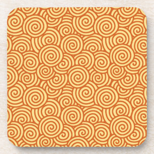 Dessous-de-verre Japanese swirl pattern - mandarin & light orange