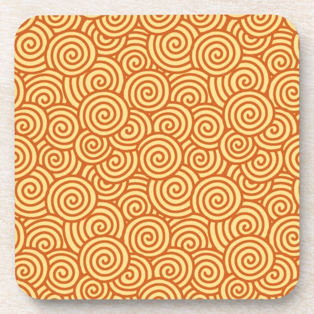 Dessous-de-verre Japanese swirl pattern - mandarin & light orange (Devant)