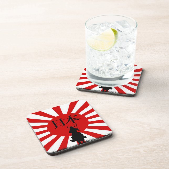 Dessous-de-verre Japonais Samurai & Drapeau du Japon Drink Coasters (Côté Droit)