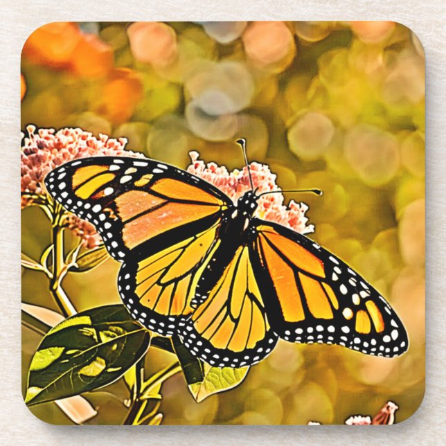 Dessous-de-verre Jardin artistique papillon monarque (Devant)