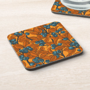 Dessous-de-verre Jardin aux bleuets, bleu et orange