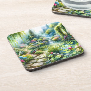 Dessous-de-verre Jardin de la cascade enchantée Étang aux nénuphars
