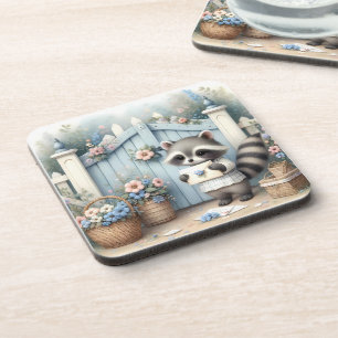 Dessous-de-verre Jardin de lettres du raton laveur pastel