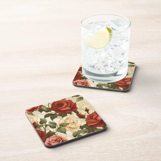 Dessous-de-verre Jardin de roses à l'aquarelle (Côté Droit)