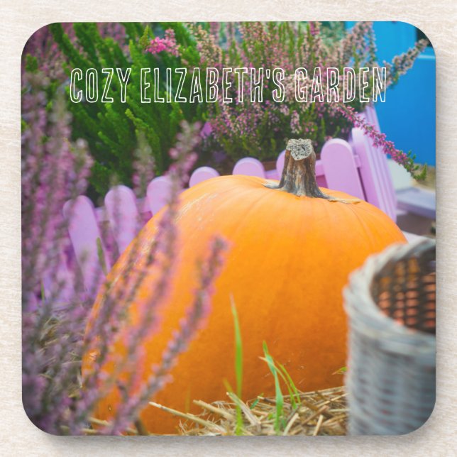 Dessous-de-verre Jardin encore vie avec citrouille orange (Devant)