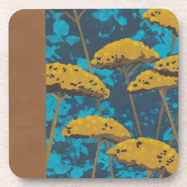 Dessous-de-verre Jardin Golden Yarrow avec Arrière - plan bleu (Devant)