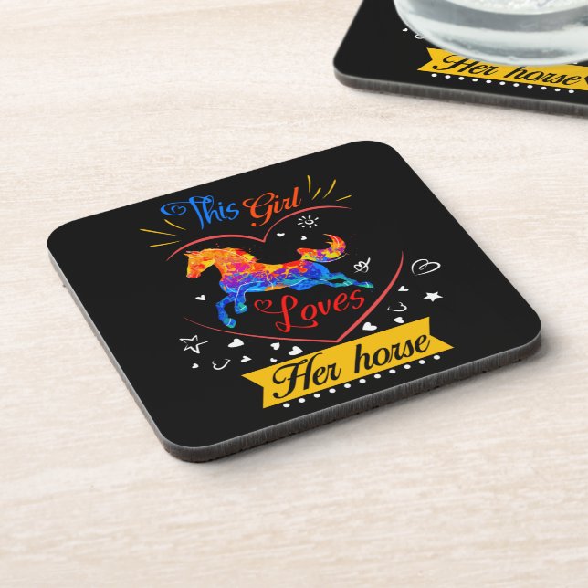 Dessous-de-verre Jaune Cette Fille Aime Son Cheval (Côté gauche)