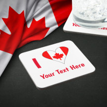 Je (Drapeau Canadien Cœur) Votre Texte Rouge
