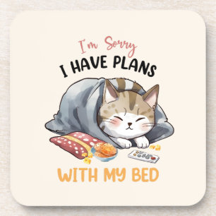 Dessous-de-verre Je suis désolé, j'ai des plans avec mon lit - Chat