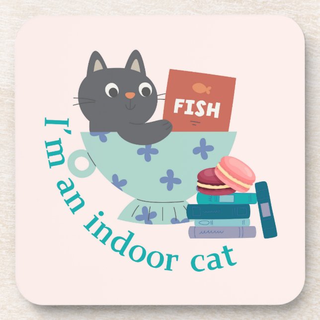 Dessous-de-verre Je suis un chat d'intérieur drôle (Devant)