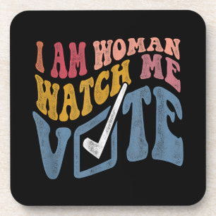 Dessous-de-verre Je Suis Une Femme Me Regarder Vote 2024 Vague Bleu