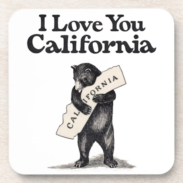 Dessous-de-verre Je t'aime étreinte d'ours de la Californie (Devant)