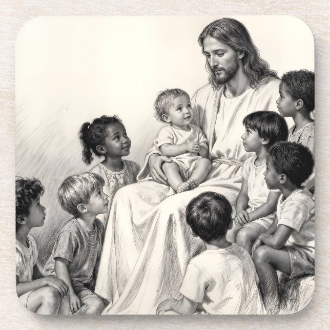 Dessous-de-verre Jésus assis avec des enfants (Devant)