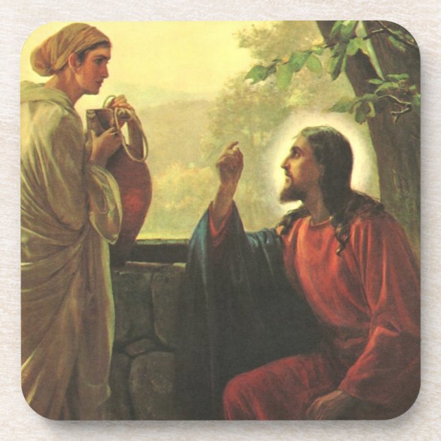 Dessous-de-verre Jésus-Christ et le Bon Samaritain au puits (Devant)