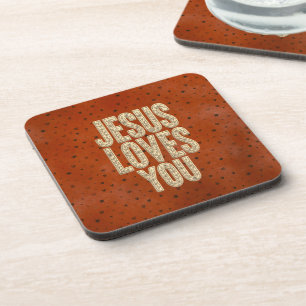 Dessous-de-verre Jésus vous aime Encouragement chrétien rustique