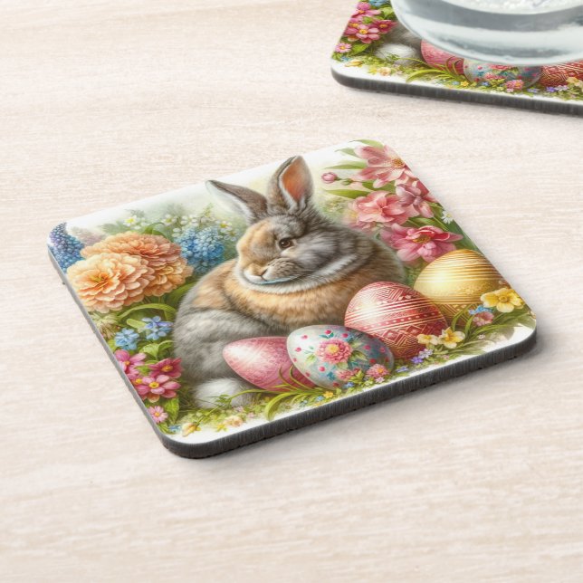 Dessous-de-verre Jeu de fleurs de lapin de Pâques 6 dessous de verr (Côté gauche)