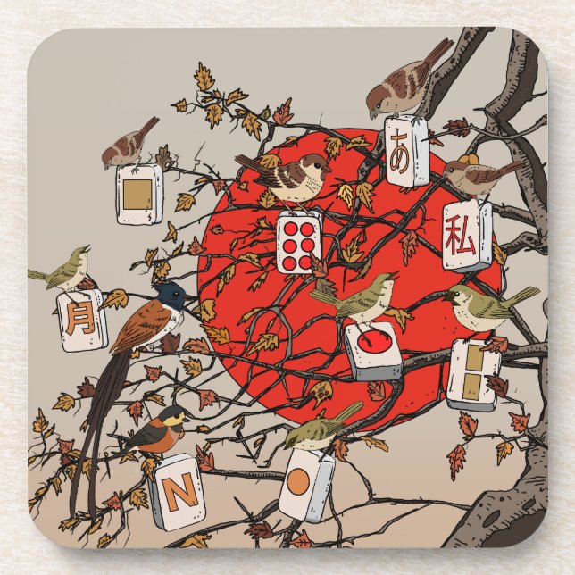 Dessous-de-verre Jeu de Mahjong Birds (Devant)