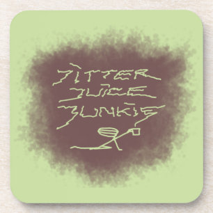 Dessous-de-verre Jitter Juice Junkie - café art sur le vert.