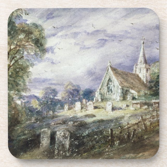 Dessous-de-verre John Constable | chargent l'église de Poges (Devant)