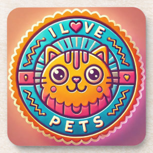 Dessous-de-verre Joli Badge Chat Néon