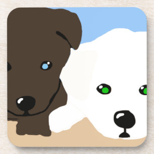 Dessous-de-verre Joli cadeau brun et blanc de marionnettes du Labra