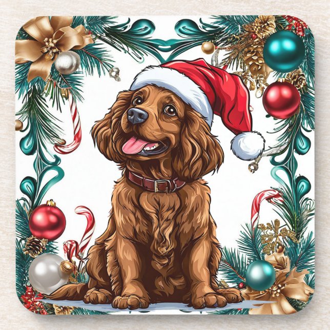 Dessous-de-verre Joli chien de Noël (Devant)